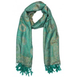 Pashmina Bleu Turquoise et Gris Bombay Léon Montane ACCESSOIRES Léon montane