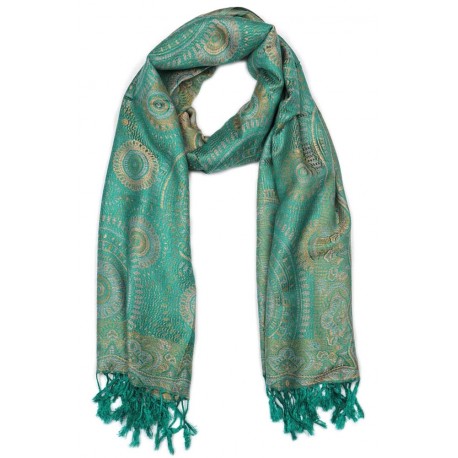 Pashmina Bleu Turquoise et Gris Bombay Léon Montane ACCESSOIRES Léon montane