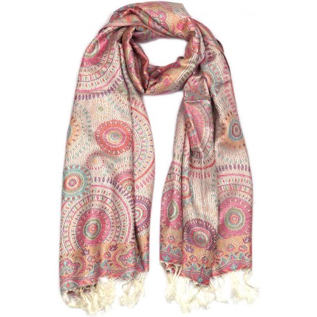 Pashmina Rose et Gris Bombay Léon Montane Echarpe Léon montane