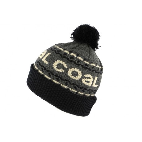 Bonnet Pompon Coal Headwear The Kelso Gris et Noir BONNETS COAL