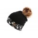 Bonnet Pompon Fourrure Noir NY Bandana ANCIENNES COLLECTIONS divers