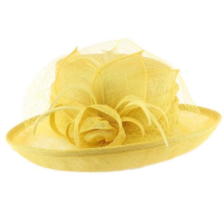 Chapeau Mariage vert anis sisal Luce Chapeau cérémonie Léon montane