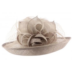 Chapeau Mariage Gris en Sisal Luce ANCIENNES COLLECTIONS divers