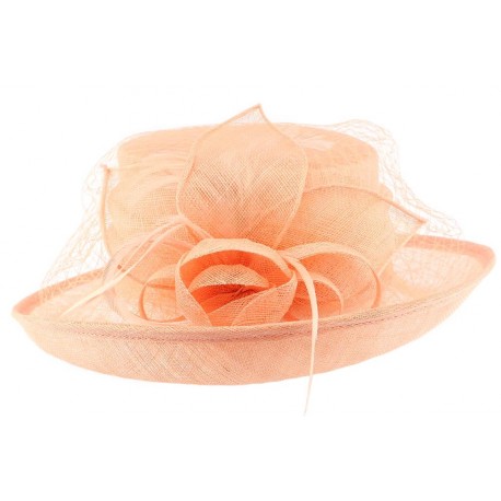 Chapeau Mariage Rose Saumon en sisal Luce ANCIENNES COLLECTIONS divers