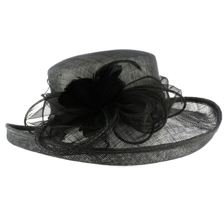 Chapeau Mariage Noir Bora en paille sisal ANCIENNES COLLECTIONS divers