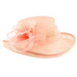 Chapeau Mariage Rose Saumon Bora en paille sisal ANCIENNES COLLECTIONS divers