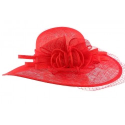 Chapeau Mariage Rouge Nymphea en paille sisal ANCIENNES COLLECTIONS divers