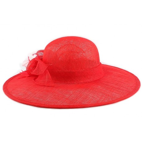 Chapeau Mariage Rouge Jewel en paille sisal ANCIENNES COLLECTIONS Léon montane