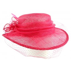 Chapeau Mariage Fuchsia Bella en paille sisal ANCIENNES COLLECTIONS divers