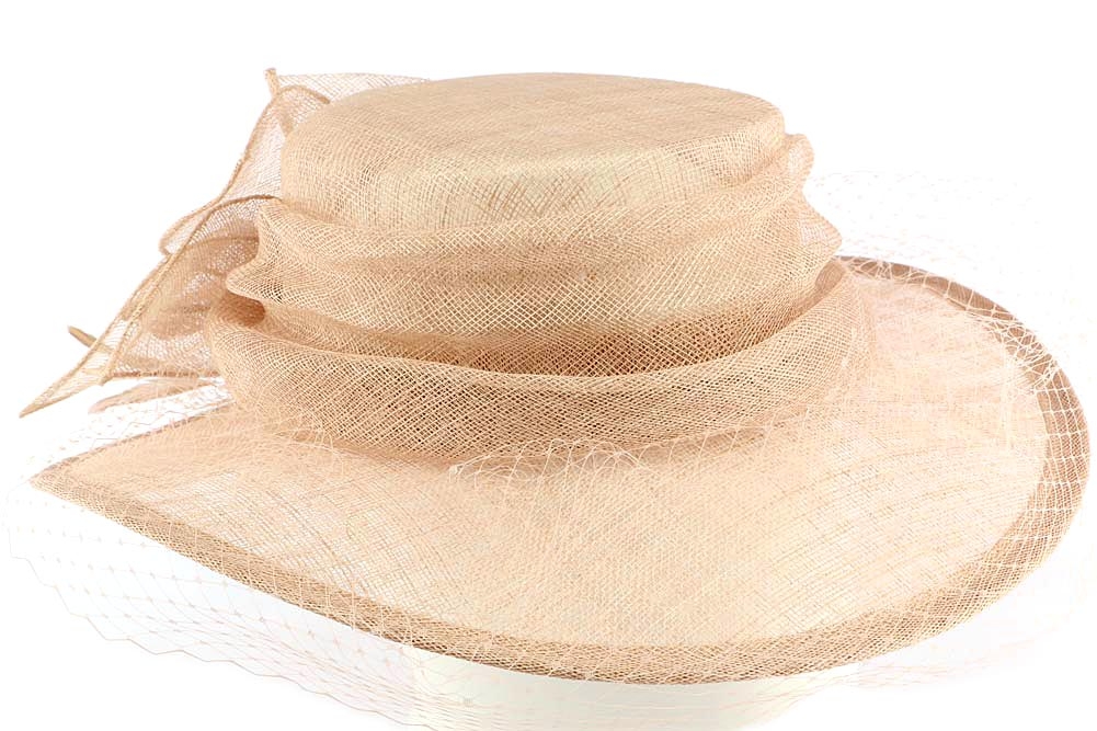 CHAPEAU de cérémonie Tailles S / M bandeau femme mariage rose et beige