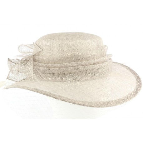 Chapeau Mariage Gris argent en paille sisal ANCIENNES COLLECTIONS divers