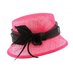 Chapeau Mariage Rose et Noir Fray en paille sisal ANCIENNES COLLECTIONS divers