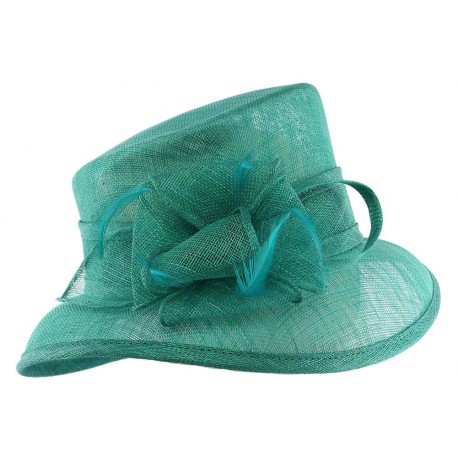 Chapeau mariage Turquoise Sico en paille sisal ANCIENNES COLLECTIONS divers