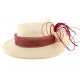 Chapeau mariage écru et bordeaux Fed en paille sisal ANCIENNES COLLECTIONS divers