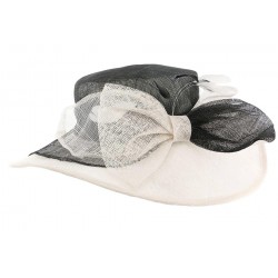 Chapeau mariage Noir et blanc Bluch en paille sisal ANCIENNES COLLECTIONS divers