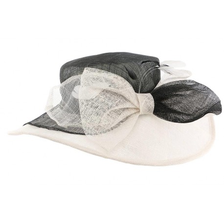 Chapeau mariage Noir et blanc Bluch en paille sisal ANCIENNES COLLECTIONS divers