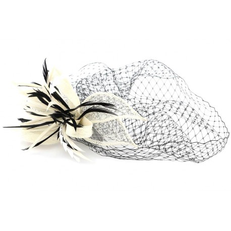 Coiffe Mariage Noire et ivoire en paille sisal ANCIENNES COLLECTIONS divers