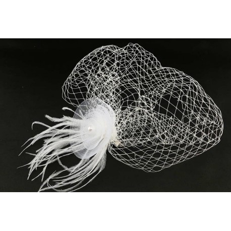 Accessoire cheveux mariage coiffe écru plumes Accessoires Cheveux Léon montane