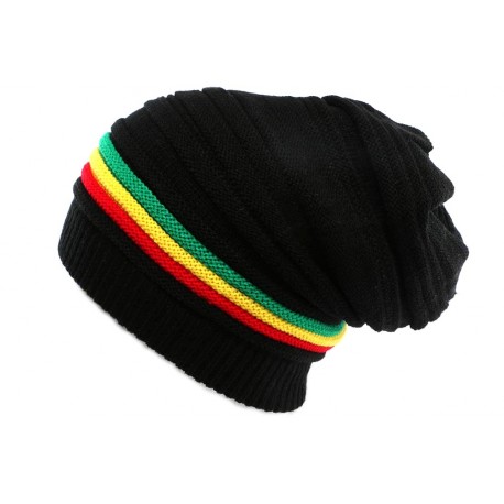 Bonnet Rasta Noir avec lignes Jamaique BONNETS Léon montane