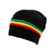 Bonnet Rasta Noir avec lignes Jamaique BONNETS Léon montane