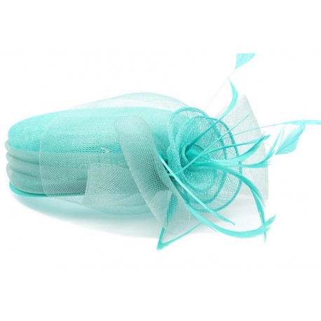 Chapeau Mariage Turquoise en paille sisal Mure ANCIENNES COLLECTIONS Léon montane