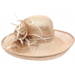 Chapeau Mariage Marron Clair en paille sisal Fraise ANCIENNES COLLECTIONS divers