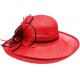 Chapeau Mariage Rouge en paille sisal Fraise Chapeau cérémonie Léon montane