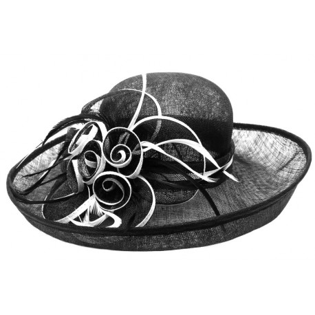 Chapeau Mariage Noir et blanc en paille sisal Fraise ANCIENNES COLLECTIONS divers