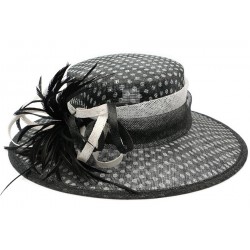 Chapeau mariage Noir Claridge à pois blanc en sisal ANCIENNES COLLECTIONS divers