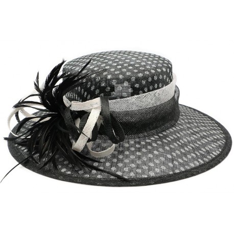 Chapeau mariage Noir Claridge à pois blanc en sisal ANCIENNES COLLECTIONS divers