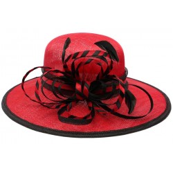 Chapeau Mariage Rouge et Noir Element en paille sisal ANCIENNES COLLECTIONS divers