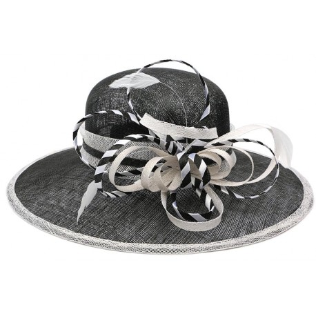 Chapeau Mariage Noir et Blanc Elément en paille sisal ANCIENNES COLLECTIONS divers