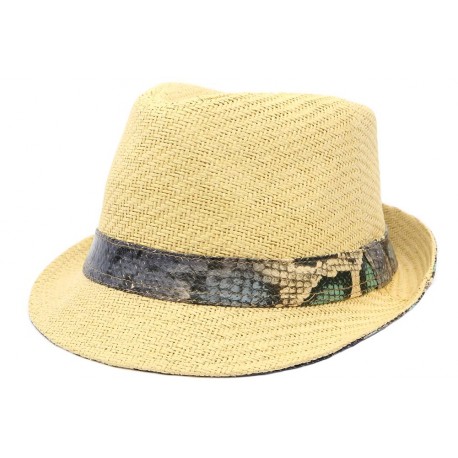 Chapeau de Paille Beige Python ANCIENNES COLLECTIONS divers