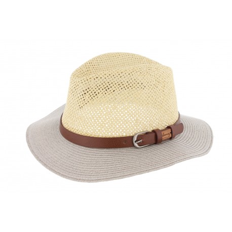 Chapeau paille Naturel et Gris Lloyd Herman Headwear ANCIENNES COLLECTIONS divers