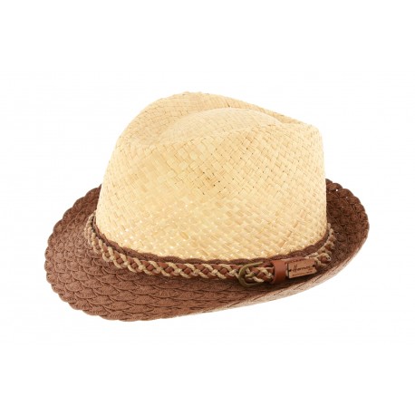 Chapeau paille Naturel et Marron Powell par Herman Headwear ANCIENNES COLLECTIONS divers