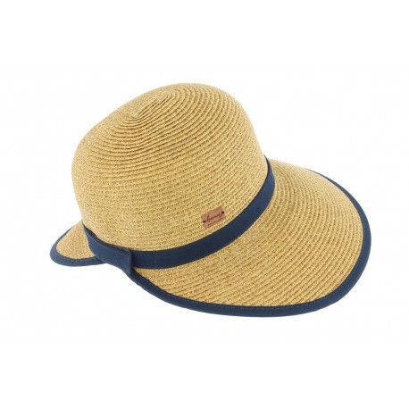 Chapeau paille naturel et marine Sophia Herman Headwear ANCIENNES COLLECTIONS divers