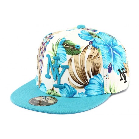 Casquette NY Enfant Bleu à fleurs à partir de 7 ans ANCIENNES COLLECTIONS Hip Hop Honour