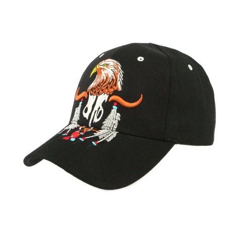 Casquette Biker Noir Tête d'Aigle CASQUETTES divers