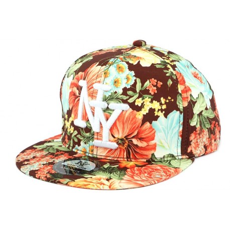 Casquette NY Marron à fleurs orange ANCIENNES COLLECTIONS divers