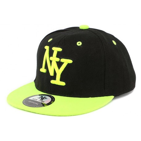 Casquette Enfant NY Noir et Jaune Fluo de 6 à 11 ans ANCIENNES COLLECTIONS divers