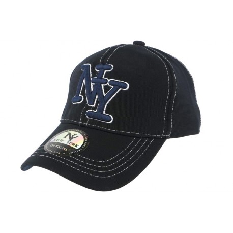 Casquette Baseball NY Bleu Surpiqures Blanches ANCIENNES COLLECTIONS divers