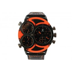 Montre homme Orange et Noire bracelet cuir 3 cadrans Kalt ANCIENNES COLLECTIONS divers