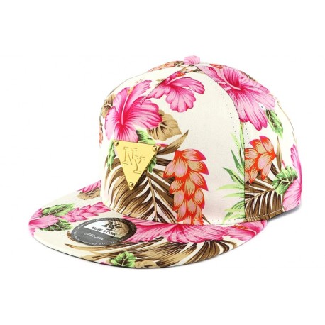 Casquette NY Beige Fleurs Rose ANCIENNES COLLECTIONS divers