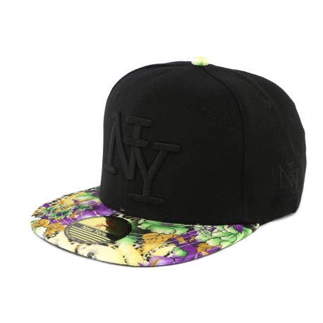 Casquette NY Enfant Noire florale Violette et Jaune 7 à 11 ans ANCIENNES COLLECTIONS divers