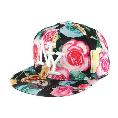 Snapback Noir Fleur Orange et Rose ANCIENNES COLLECTIONS divers