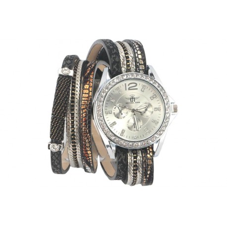 Montre bracelet double tour Noir et Or Gala ANCIENNES COLLECTIONS divers