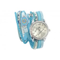 Montre bracelet double tour cuir turquoise Indiana ANCIENNES COLLECTIONS divers