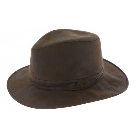 Chapeau Marron Simili Cuir Herman ANCIENNES COLLECTIONS divers