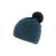 Bonnet pompon fourrure bleu Lony Herman ANCIENNES COLLECTIONS divers