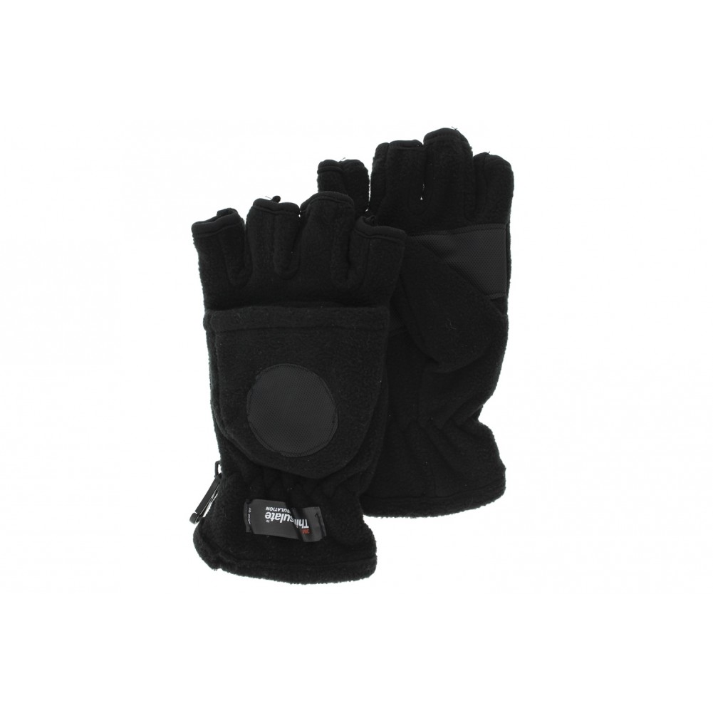 Mitaine Moufle Noir Polaire thinsulate, gants 2 en 1 Tchuss RMountain